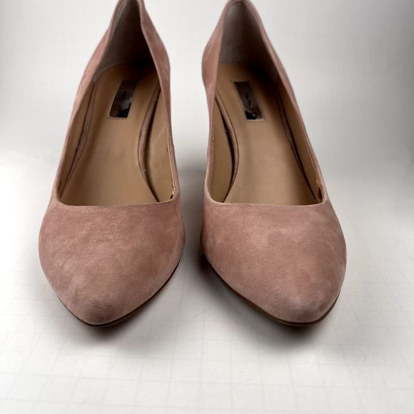 INC Sz 10 Zitah Microsuede Pointed Toe 3.5" Dress Heels Blush Pink - Picture 2 of 9